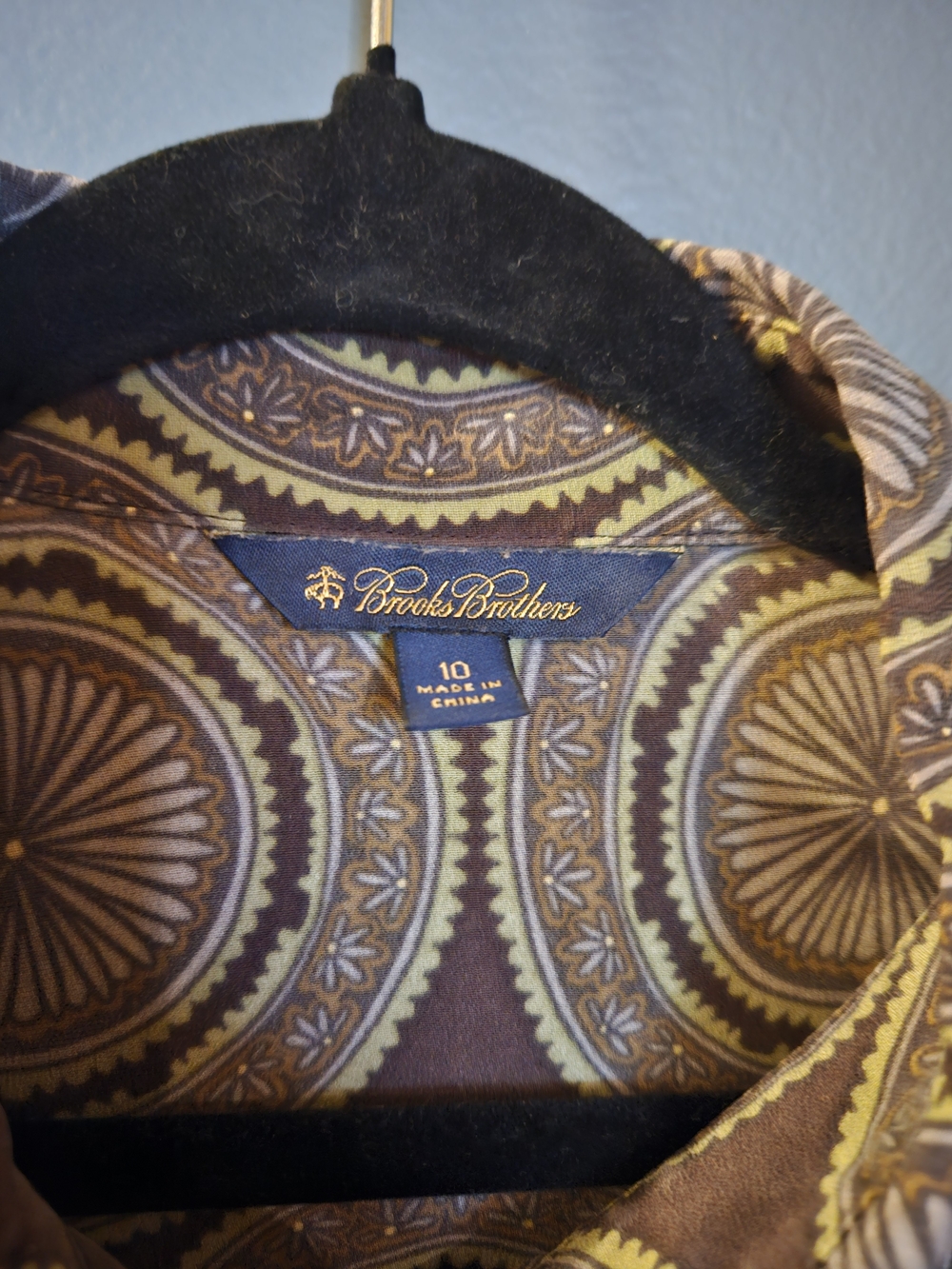 Brooks Brothers Brown and Green Silk Blouse - Picture 3 of 6